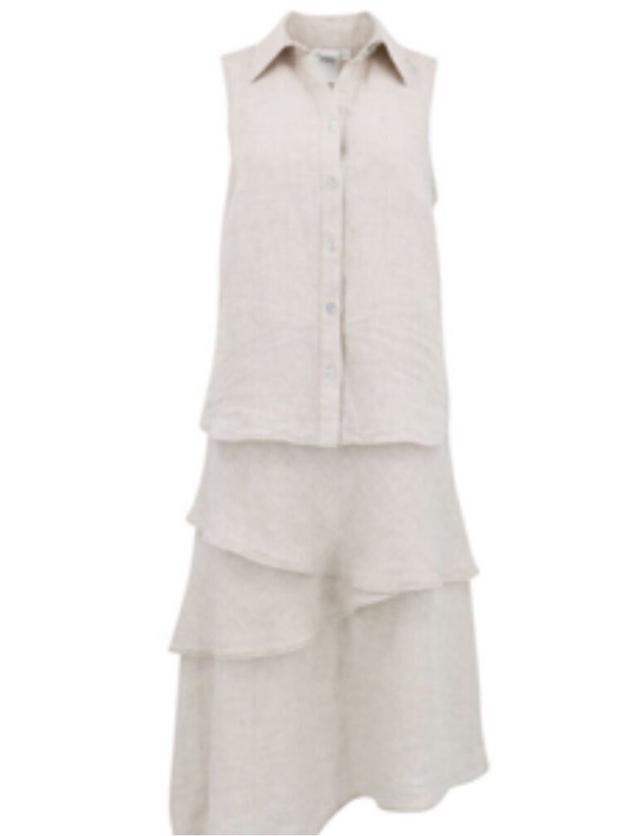 Nwt Finley Long Maxi Jasmine 100% Linen Dress Size Tan Beige Beachy Small $345